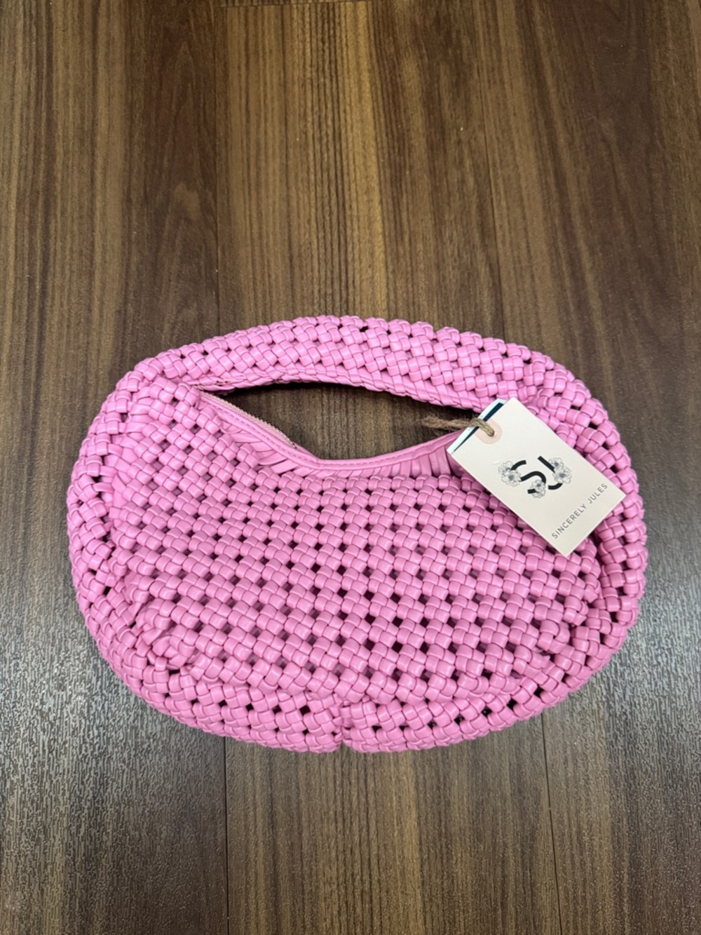 Sincerely Jules Pink Woven Hobo Bag